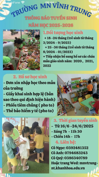 Thông báo tuyển sinh năm học 2025-2026