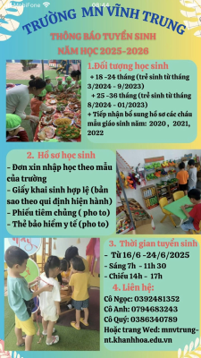Thông báo tuyển sinh năm học 2025-2026