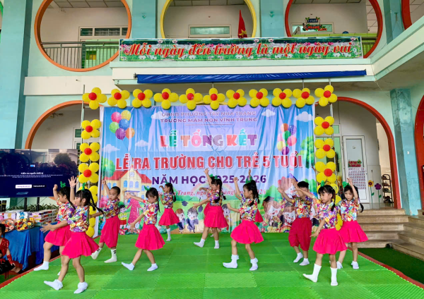 TRƯỜNG MẦM NON VĨNH TRUNG TỔ CHỨC LỄ TỔNG KẾT VÀ RA TRƯỜNG CHO TRẺ 5 TUỔI NĂM HỌC 2025-2026
